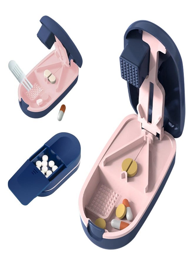 CoolShef 3 in 1 Tablet Cutter for Small or Large Tablets | Portable Medicine Cutter for Pills & Pill Crusher | Compact Pill Splitter with Hidden Storage & Small Clean Brush - Image 1